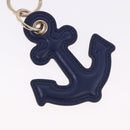 GUCCI Anchor Motif Key Ring Leather Navy Gold Tone Auth BA14709M-4
