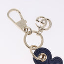 GUCCI Anchor Motif Key Ring Leather Navy Gold Tone Auth BA14709M-5