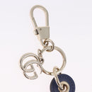 GUCCI Anchor Motif Key Ring Leather Navy Gold Tone Auth BA14709M-7