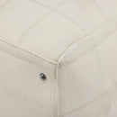 CHANEL Choco Bar Hand Bag Lamb Skin White Silver CC Auth BA14717A-10