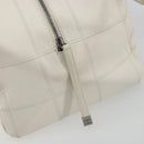CHANEL Choco Bar Hand Bag Lamb Skin White Silver CC Auth BA14717A-14
