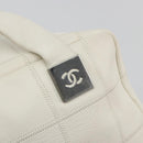 CHANEL Choco Bar Hand Bag Lamb Skin White Silver CC Auth BA14717A-15