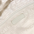CHANEL Choco Bar Hand Bag Lamb Skin White Silver CC Auth BA14717A-16