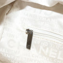 CHANEL Choco Bar Hand Bag Lamb Skin White Silver CC Auth BA14717A-20