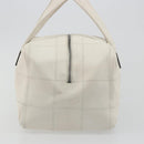 CHANEL Choco Bar Hand Bag Lamb Skin White Silver CC Auth BA14717A-4