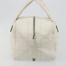 CHANEL Choco Bar Hand Bag Lamb Skin White Silver CC Auth BA14717A-5