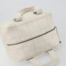 CHANEL Choco Bar Hand Bag Lamb Skin White Silver CC Auth BA14717A-6