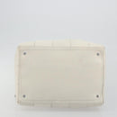 CHANEL Choco Bar Hand Bag Lamb Skin White Silver CC Auth BA14717A-9