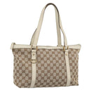 GUCCI GG Canvas Abbey Hand Bag Beige Gold Tone 141470 Auth BA14723-1