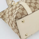 GUCCI GG Canvas Abbey Hand Bag Beige Gold Tone 141470 Auth BA14723-11