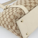 GUCCI GG Canvas Abbey Hand Bag Beige Gold Tone 141470 Auth BA14723-13