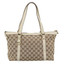 GUCCI GG Canvas Abbey Hand Bag Beige Gold Tone 141470 Auth BA14723-3