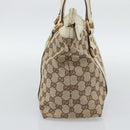 GUCCI GG Canvas Abbey Hand Bag Beige Gold Tone 141470 Auth BA14723-4