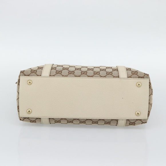 GUCCI GG Canvas Abbey Hand Bag Beige Gold Tone 141470 Auth BA14723