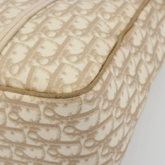 Christian Dior Romantic Chain Tote Bag PVC Leather Beige Silver Auth BA14725