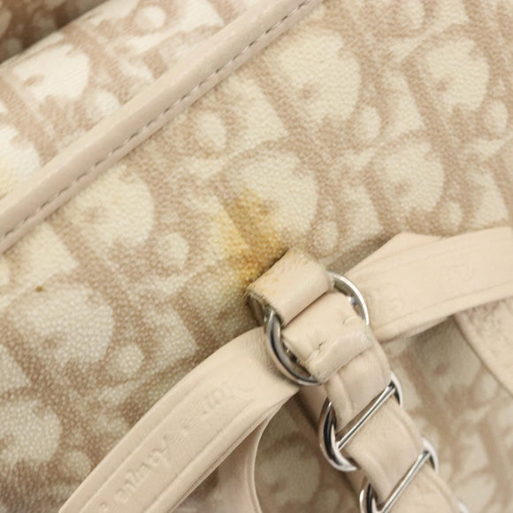 Christian Dior Romantic Chain Tote Bag PVC Leather Beige Silver Auth BA14725