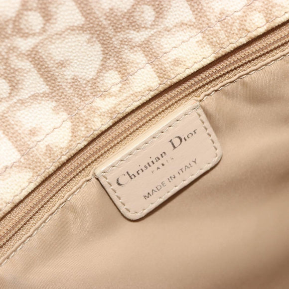 Christian Dior Romantic Chain Tote Bag PVC Leather Beige Silver Auth BA14725