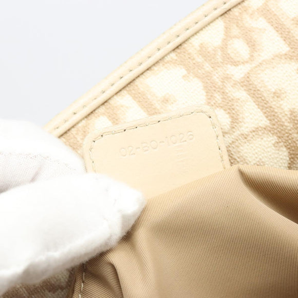 Christian Dior Romantic Chain Tote Bag PVC Leather Beige Silver Auth BA14725