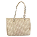 Christian Dior Romantic Chain Tote Bag PVC Leather Beige Silver Auth BA14725-2