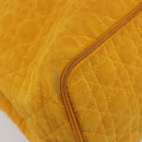 Christian Dior Lady Dior Hand Bag Canvas Yellow Gold Tone Auth BA14726-13
