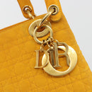 Christian Dior Lady Dior Hand Bag Canvas Yellow Gold Tone Auth BA14726-15