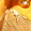 Christian Dior Lady Dior Hand Bag Canvas Yellow Gold Tone Auth BA14726-20