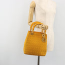 Christian Dior Lady Dior Hand Bag Canvas Yellow Gold Tone Auth BA14726-22