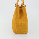 Christian Dior Lady Dior Hand Bag Canvas Yellow Gold Tone Auth BA14726-5