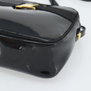 Salvatore Ferragamo Vala Shoulder Bag Patent Black Gold Tone Auth BA14727-9