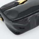 Salvatore Ferragamo Vala Shoulder Bag Patent Black Gold Tone Auth BA14727-14