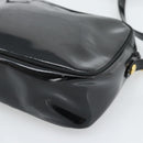 Salvatore Ferragamo Vala Shoulder Bag Patent Black Gold Tone Auth BA14727-15