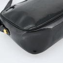 Salvatore Ferragamo Vala Shoulder Bag Patent Black Gold Tone Auth BA14727-16