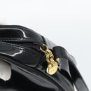 Salvatore Ferragamo Vala Shoulder Bag Patent Black Gold Tone Auth BA14727-10