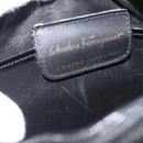 Salvatore Ferragamo Vala Shoulder Bag Patent Black Gold Tone Auth BA14727-12
