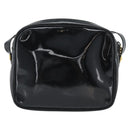 Salvatore Ferragamo Vala Shoulder Bag Patent Black Gold Tone Auth BA14727-2