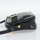 Salvatore Ferragamo Vala Shoulder Bag Patent Black Gold Tone Auth BA14727-3
