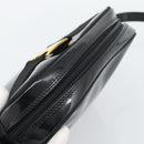 Salvatore Ferragamo Vala Shoulder Bag Patent Black Gold Tone Auth BA14727-6