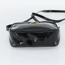 Salvatore Ferragamo Vala Shoulder Bag Patent Black Gold Tone Auth BA14727-5