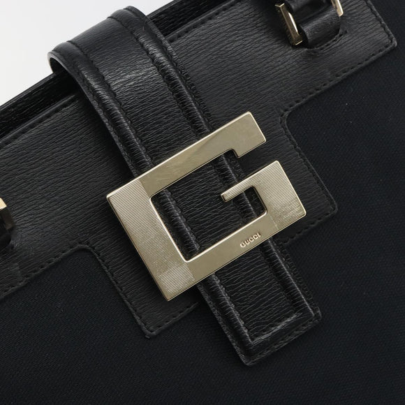 GUCCI Hand Bag Canvas Black Gold Tone 002 1103 Auth BA14728A
