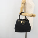 GUCCI Hand Bag Canvas Black Gold Tone 002 1103 Auth BA14728A-23