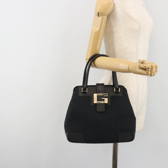 GUCCI Hand Bag Canvas Black Gold Tone 002 1103 Auth BA14728A