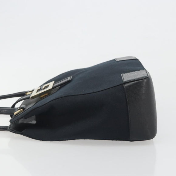 GUCCI Hand Bag Canvas Black Gold Tone 002 1103 Auth BA14728A