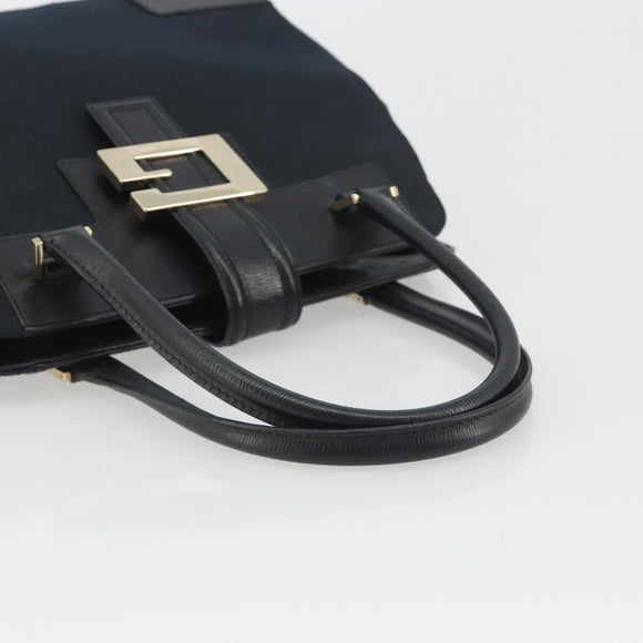 GUCCI Hand Bag Canvas Black Gold Tone 002 1103 Auth BA14728A