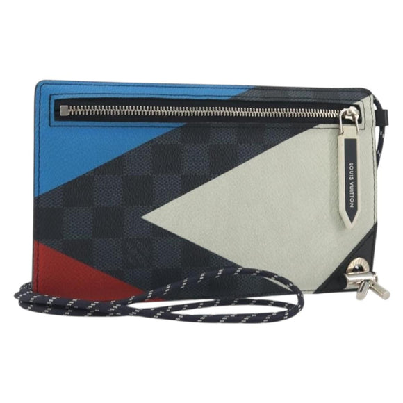 LOUIS VUITTON Damier Cobalt America's Cup Pochette Phone N41630 LV Auth BA14729A
