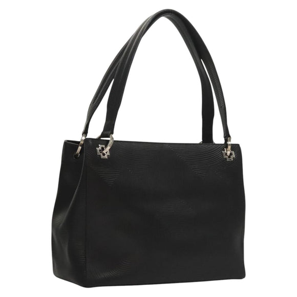 BALLY Shoulder Bag Leather Black Gold Auth BA1473