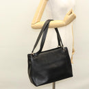 BALLY Shoulder Bag Leather Black Gold Auth BA1473-24
