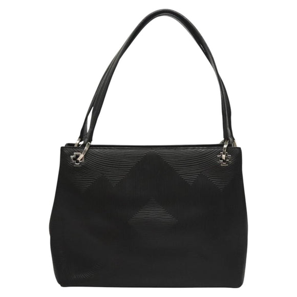BALLY Shoulder Bag Leather Black Gold Auth BA1473