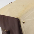 HERMES Victoria 50 Boston Bag Canvas Beige Brown Auth BA14733-16