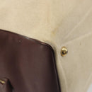 HERMES Victoria 50 Boston Bag Canvas Beige Brown Auth BA14733-18