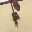 HERMES Victoria 50 Boston Bag Canvas Beige Brown Auth BA14733-10